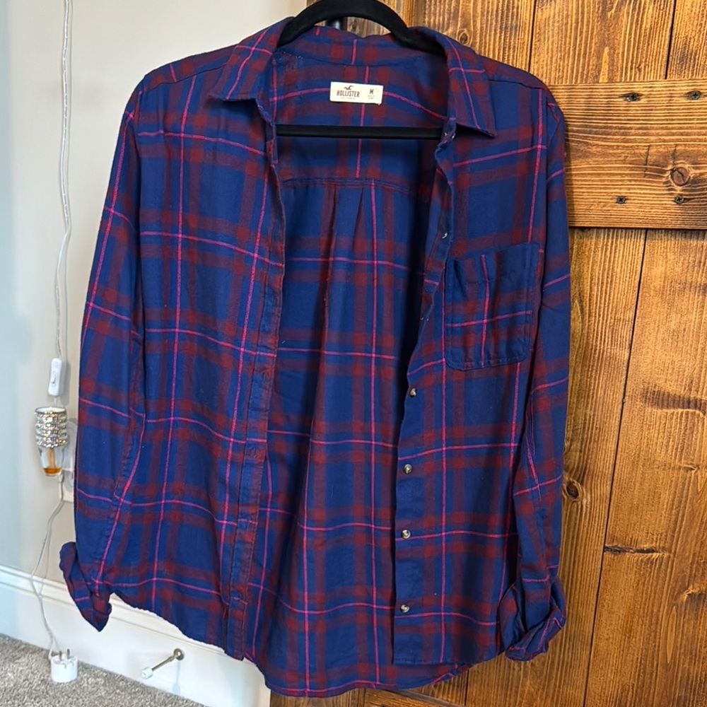 Blue and Red Plaid Men's Shirt